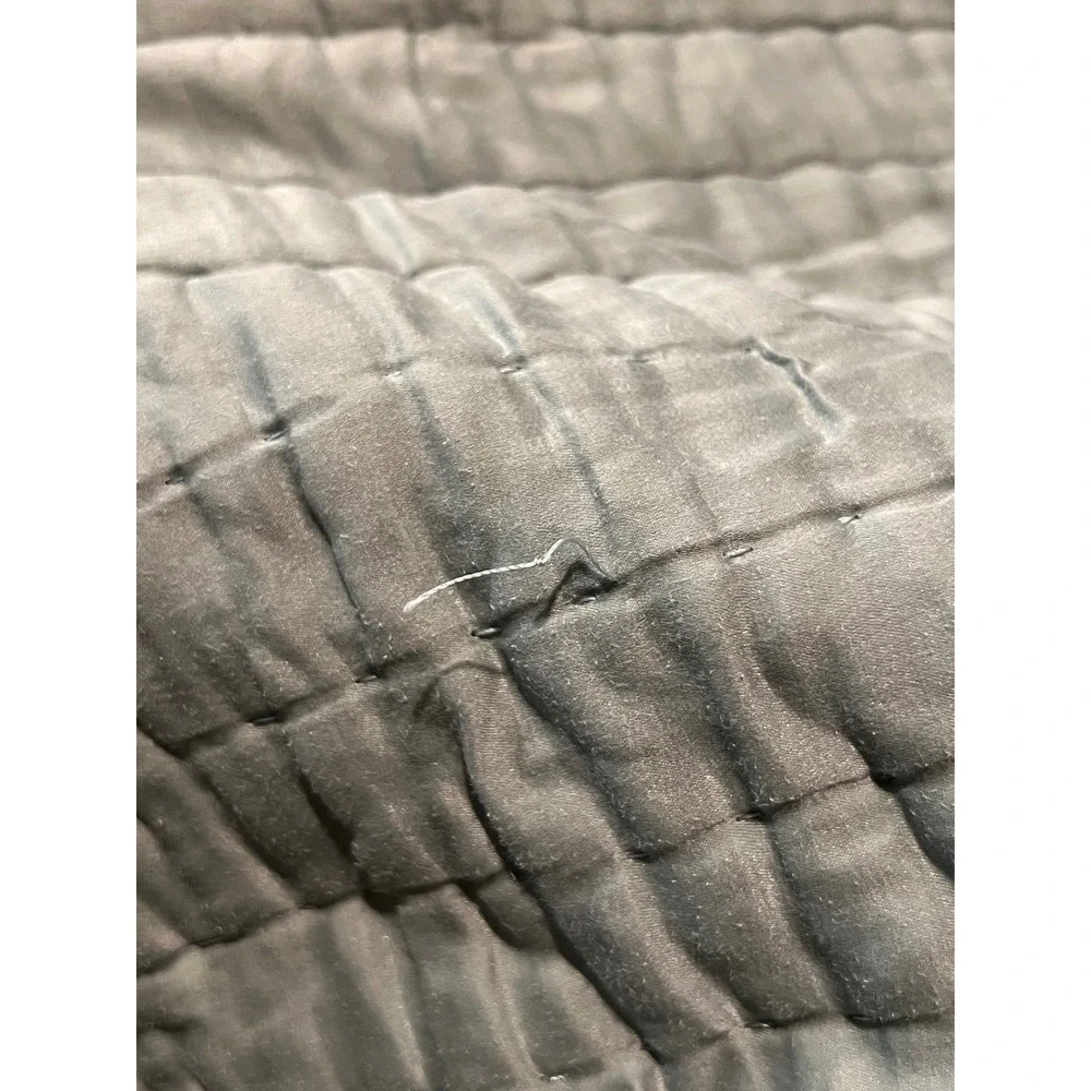Pottery Barn King Quilt one Sham Sage Green Silk Cotton Velvet Channel Stitch